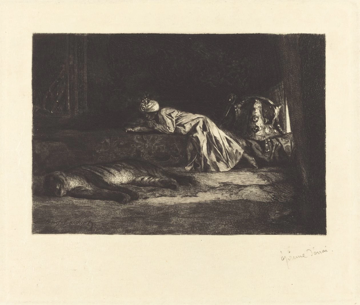 Jean - Joseph Benjamin, Constant, Interno orientale con tigre addormentata